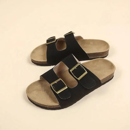 Sandalias Mujer Bio Doble Hebilla Suela Corcho