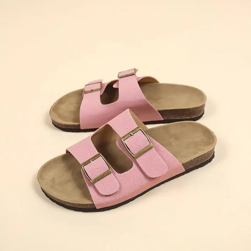 Sandalias Mujer Bio Doble Hebilla Suela Corcho