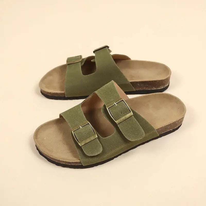 Sandalias Mujer Bio Doble Hebilla Suela Corcho