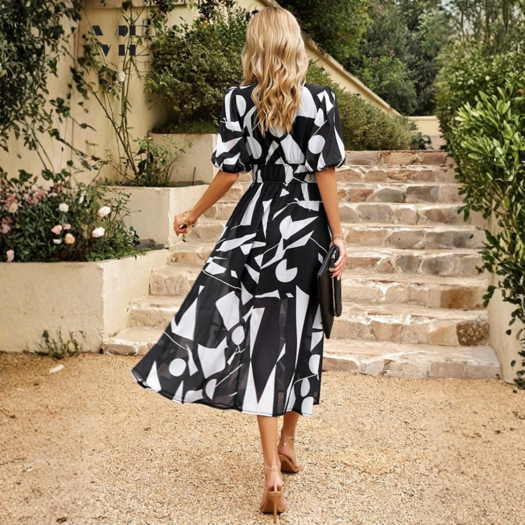 Vestido Midi Mujer Estampado Floral Escote en V