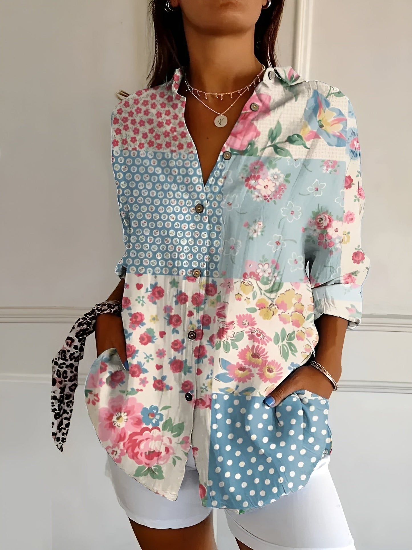 Blusa Mujer Estampado Delicado Corte Elegante