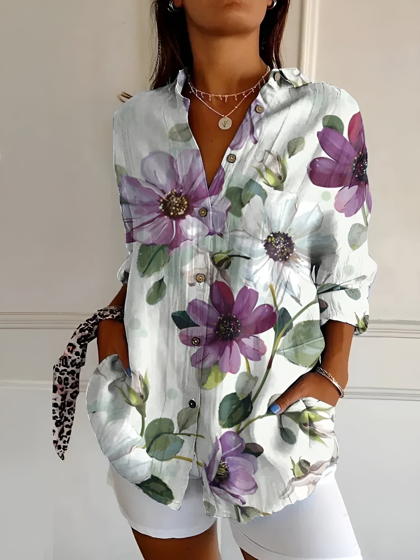 Blusa Mujer Estampado Delicado Corte Elegante