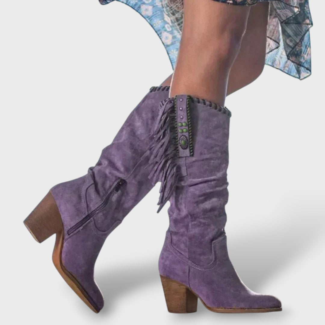 Botas Mujer Cowboy Altas Tacón Hebilla