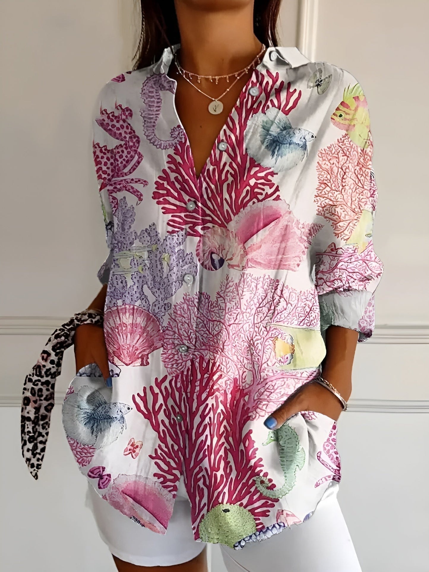 Blusa Mujer Estampado Delicado Corte Elegante