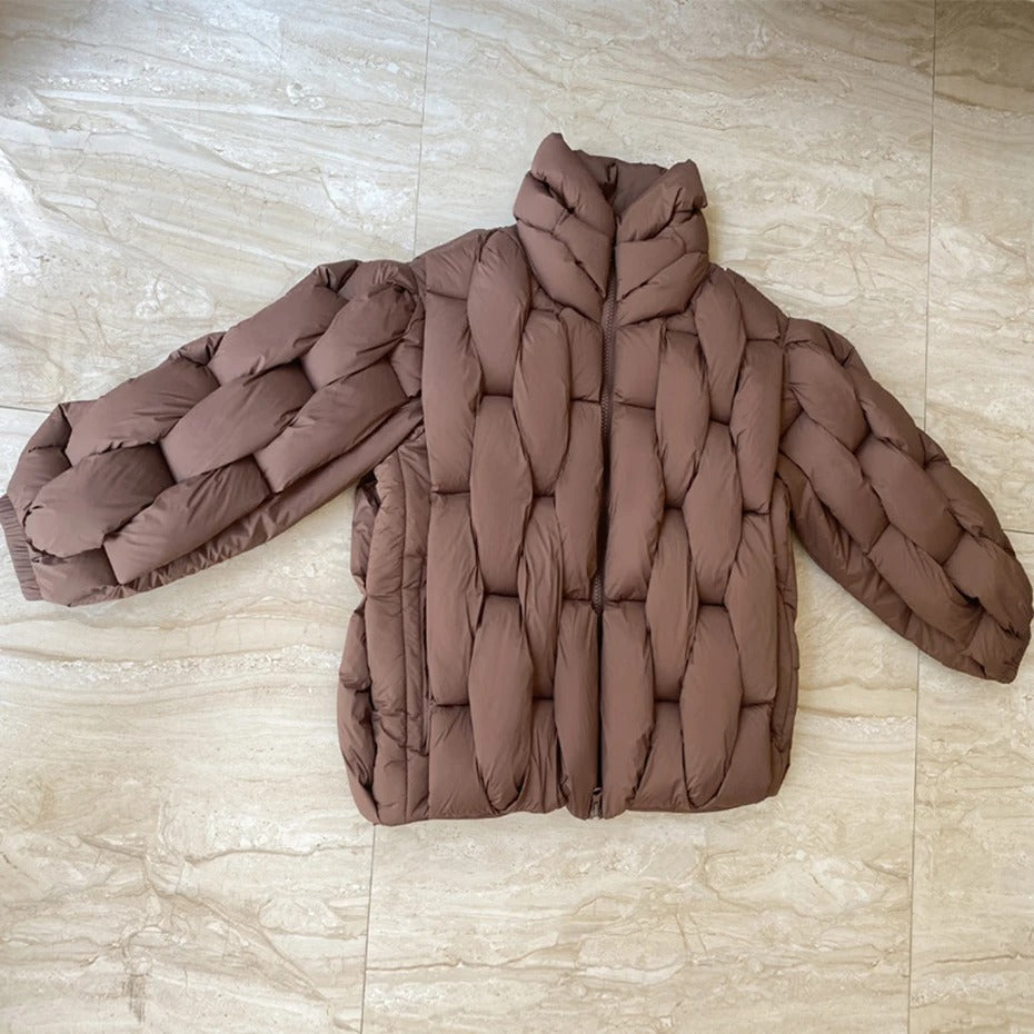 Abrigo Puffer Mujer Acolchado Oversize Cuello Alto