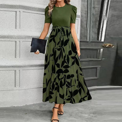 Vestido maxi mujer Manga abullonada con lazo