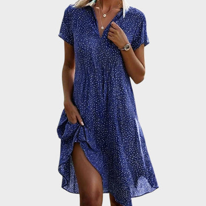 Vestido midi mujer de tejido fluido corte amplio