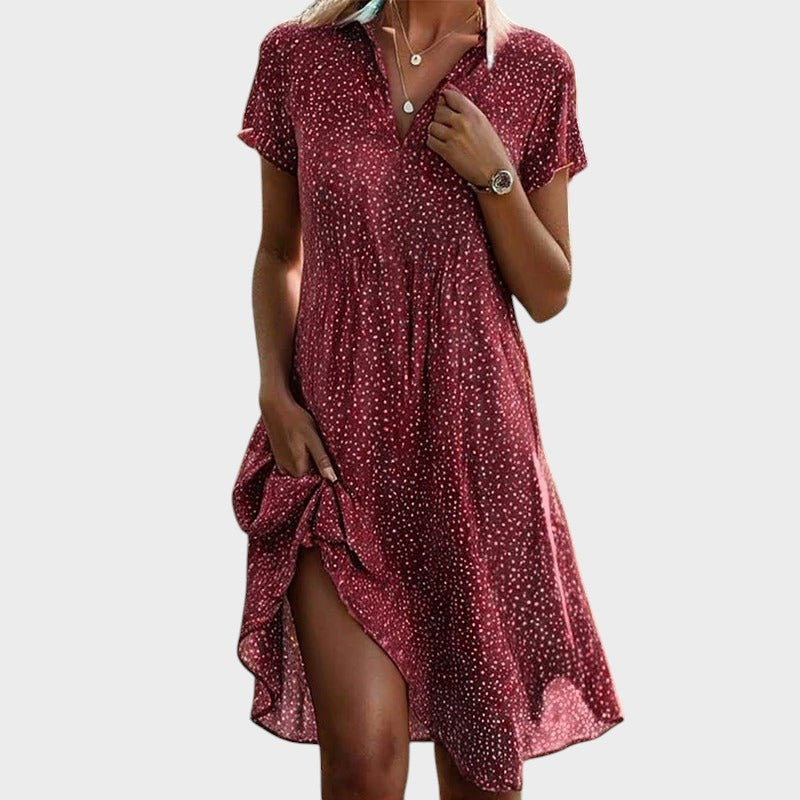 Vestido midi mujer de tejido fluido corte amplio