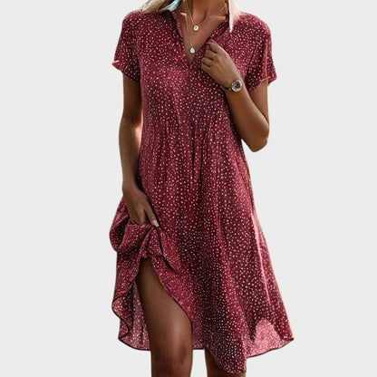 Vestido midi mujer de tejido fluido corte amplio