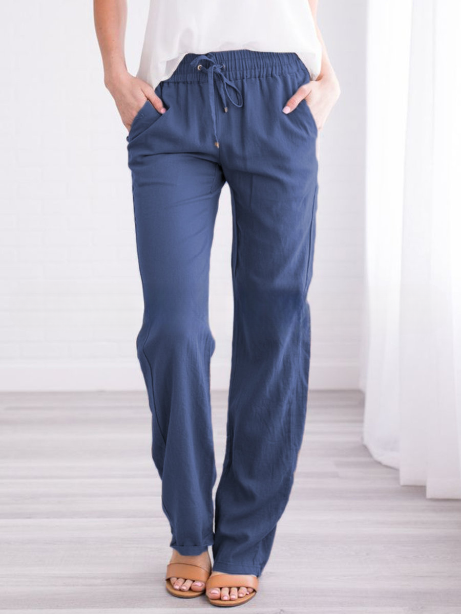 Pantalón largo hombre con cintura elástica y cordón ajustable