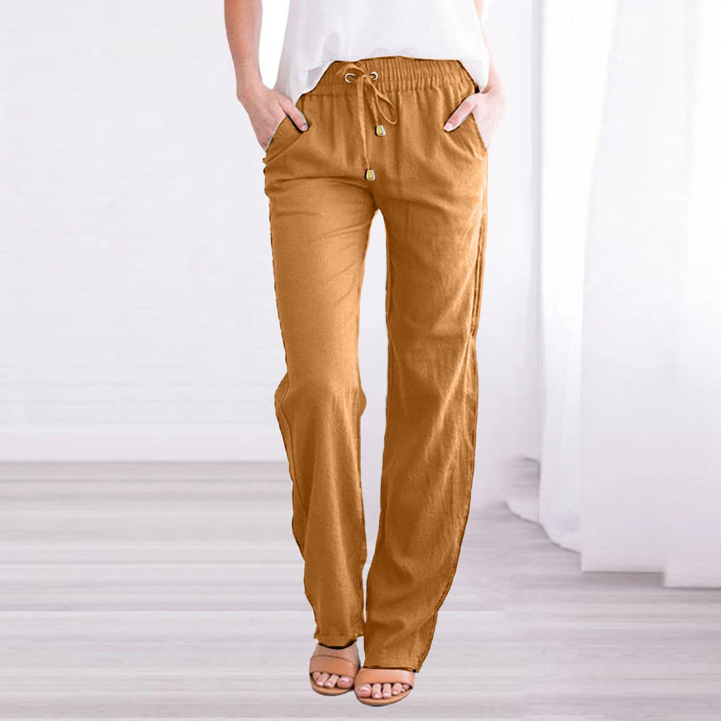 Pantalón largo hombre con cintura elástica y cordón ajustable