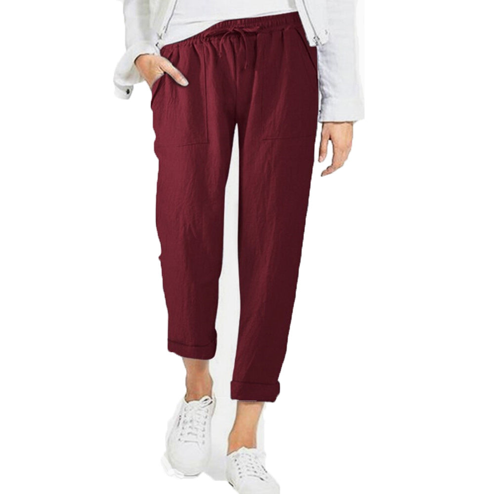 Pantalón largo hombre con cintura elástica y cordón ajustable