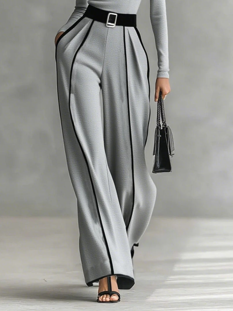 Conjunto Mujer Pantalón Palazzo Cintura Alta con Cinturón