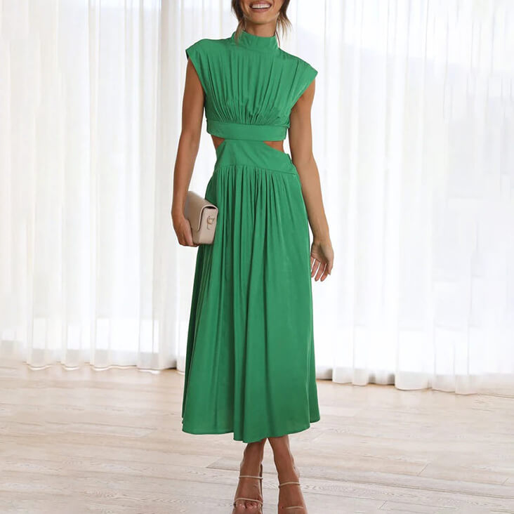 Vestido Mujer Cuello Alto Corte en Cintura Ajustado - Mavetta