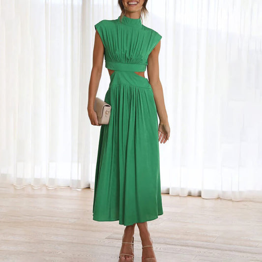 Vestido Mujer Cuello Alto Corte en Cintura Ajustado - Mavetta