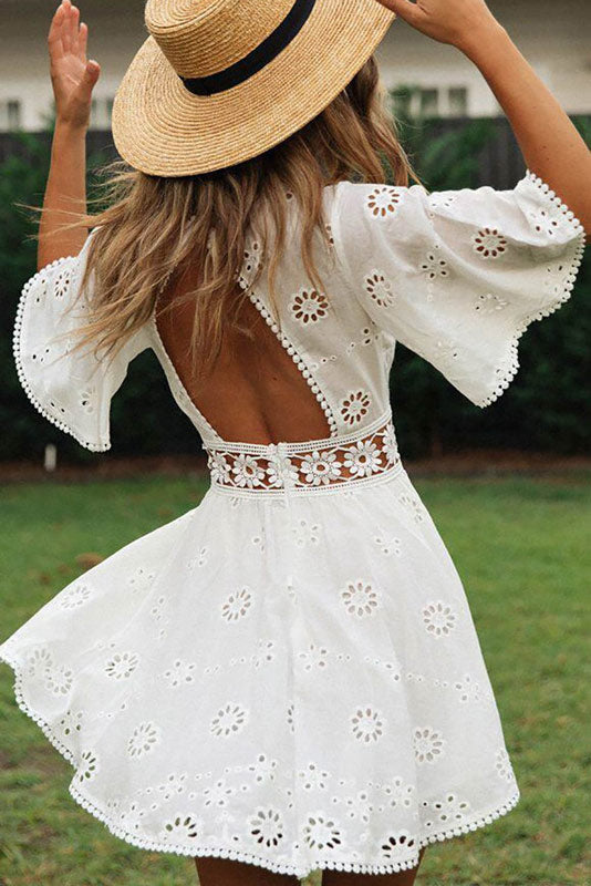 Vestido corto mujer estilo bohemio Ibiza fluido