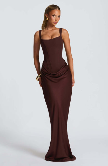 Vestido Largo Mujer Ajustado Tirantes Escote Corazón
