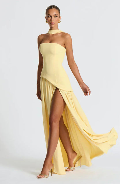 Vestido Largo Mujer Asimétrico Espalda Descubierta - Mavetta