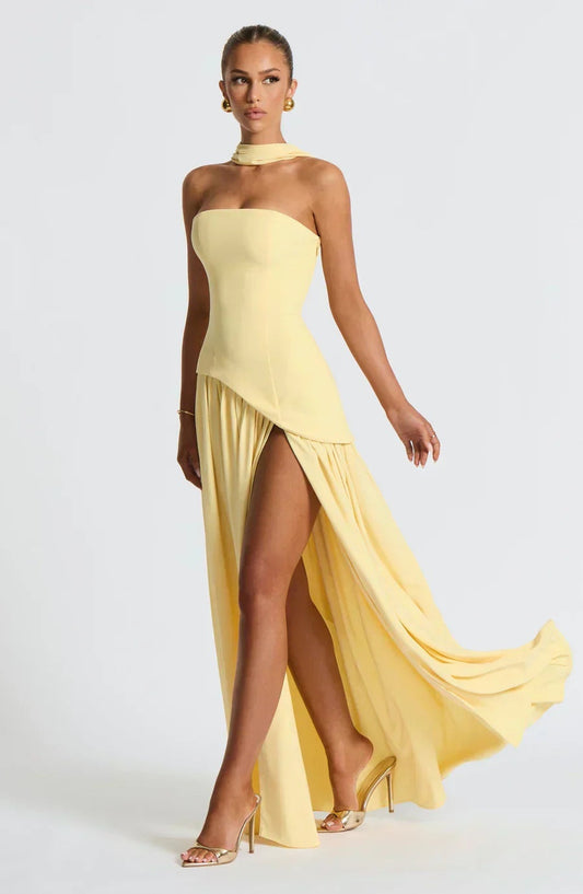 Vestido Largo Mujer Asimétrico Espalda Descubierta - Mavetta