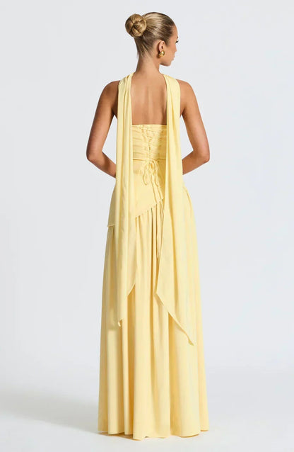 Vestido Largo Mujer Asimétrico Espalda Descubierta