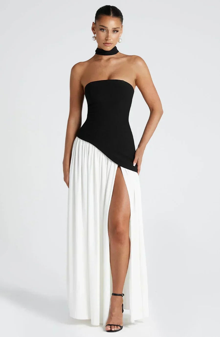 Vestido Largo Mujer Asimétrico Espalda Descubierta