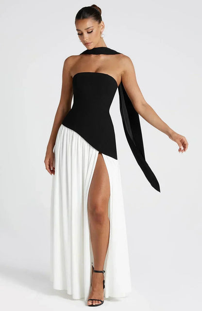 Vestido Largo Mujer Asimétrico Espalda Descubierta