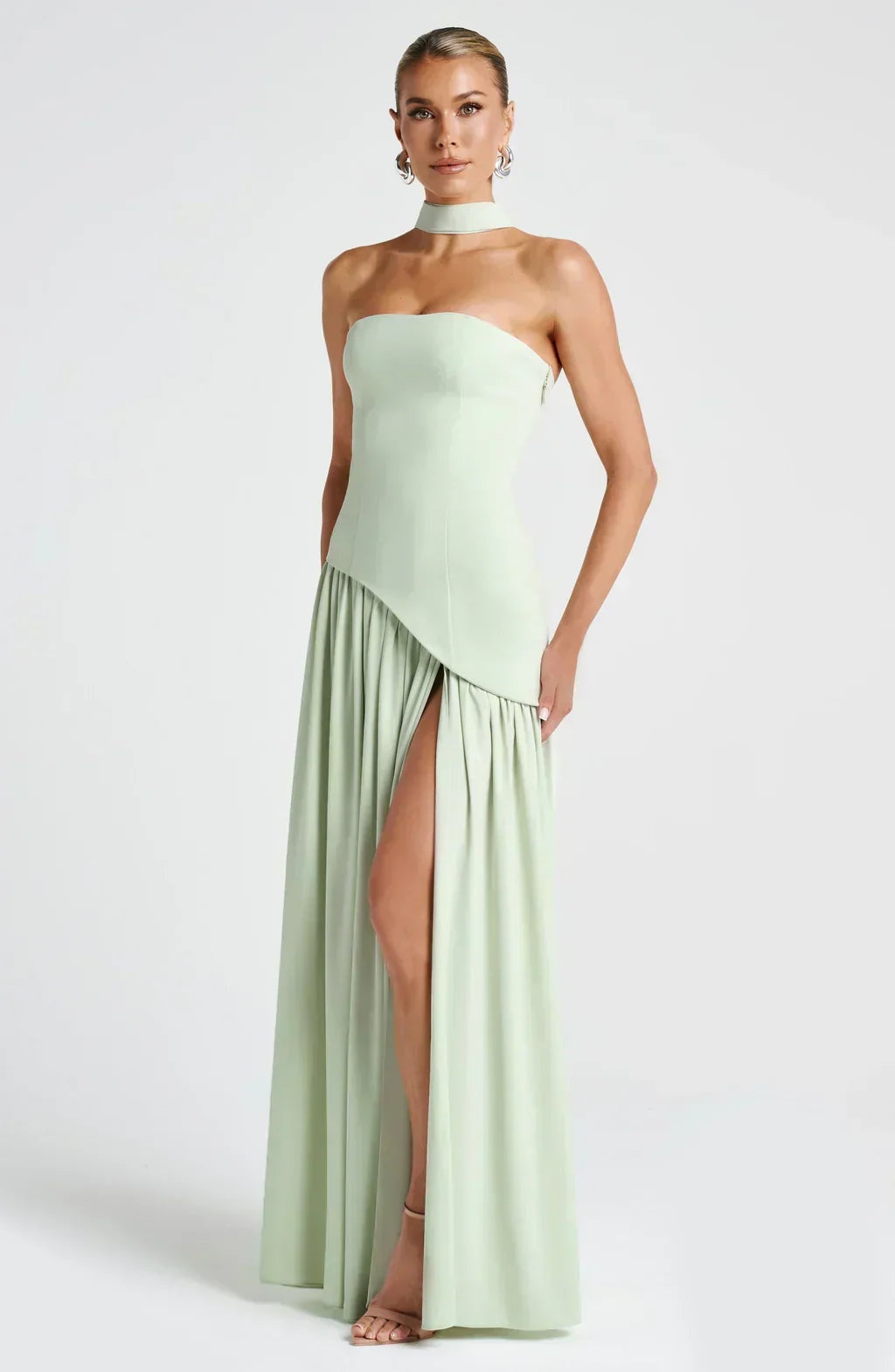 Vestido Largo Mujer Asimétrico Espalda Descubierta