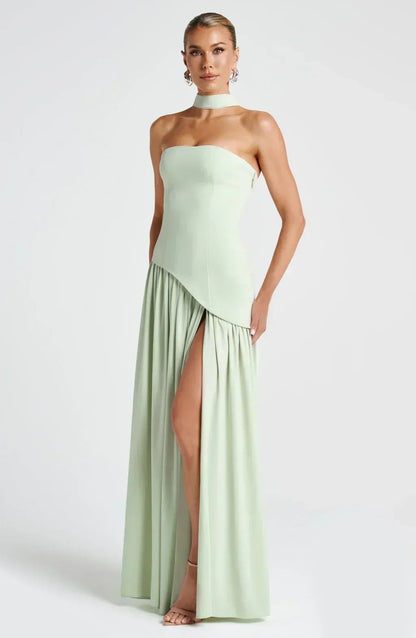Vestido Largo Mujer Asimétrico Espalda Descubierta