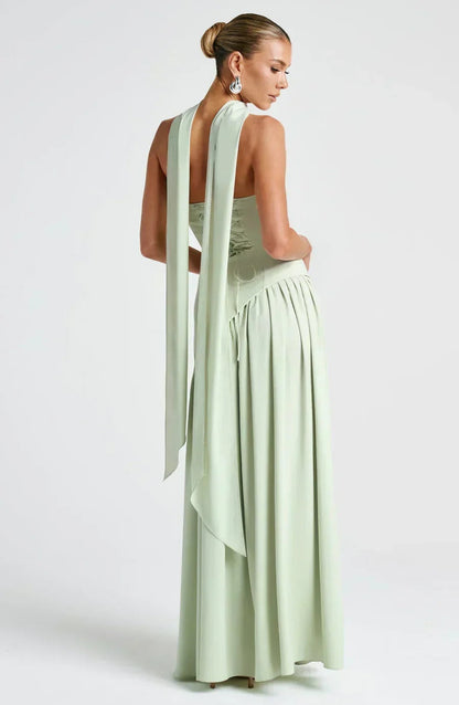 Vestido Largo Mujer Asimétrico Espalda Descubierta