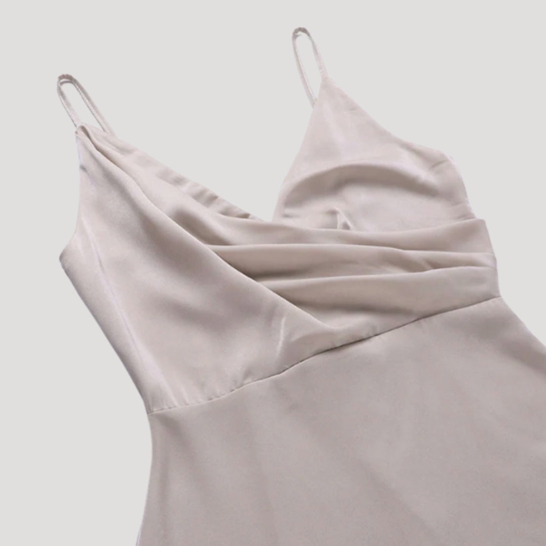 Vestido Largo Mujer de Cóctel Drapeado Tirantes Escote en V