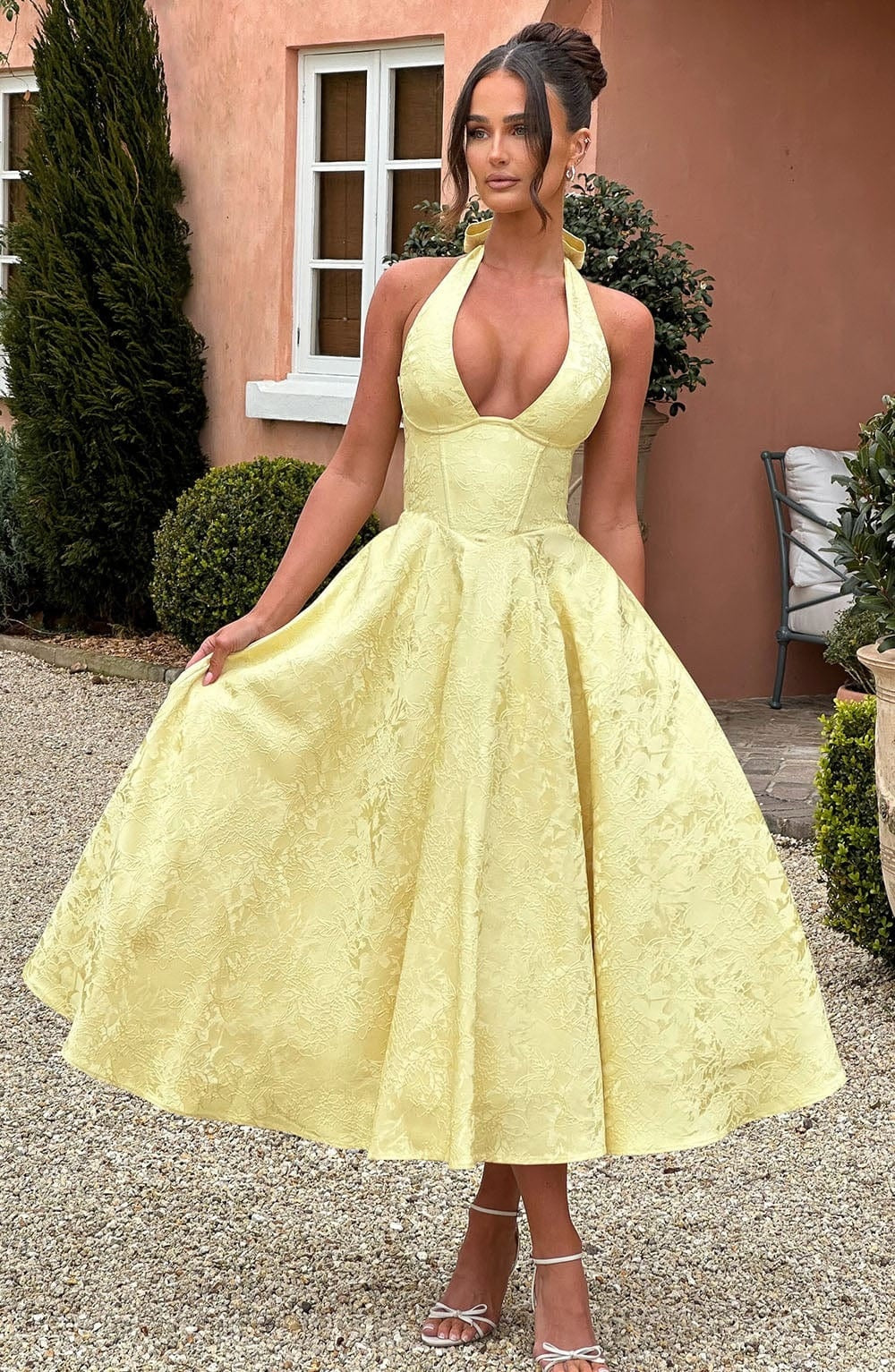 Vestido Largo Mujer de Fiesta Halter Escote Profundo