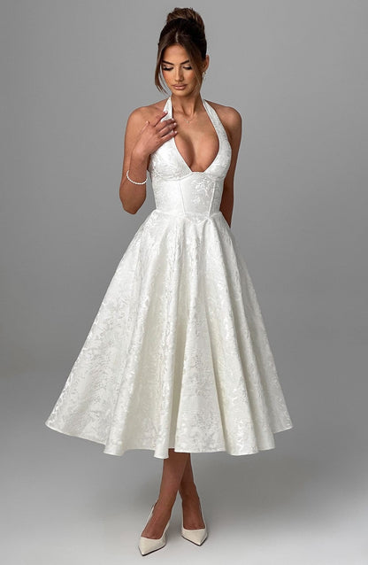 Vestido Largo Mujer de Fiesta Halter Escote Profundo