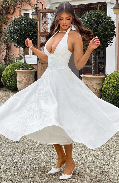 Vestido Largo Mujer de Fiesta Halter Escote Profundo