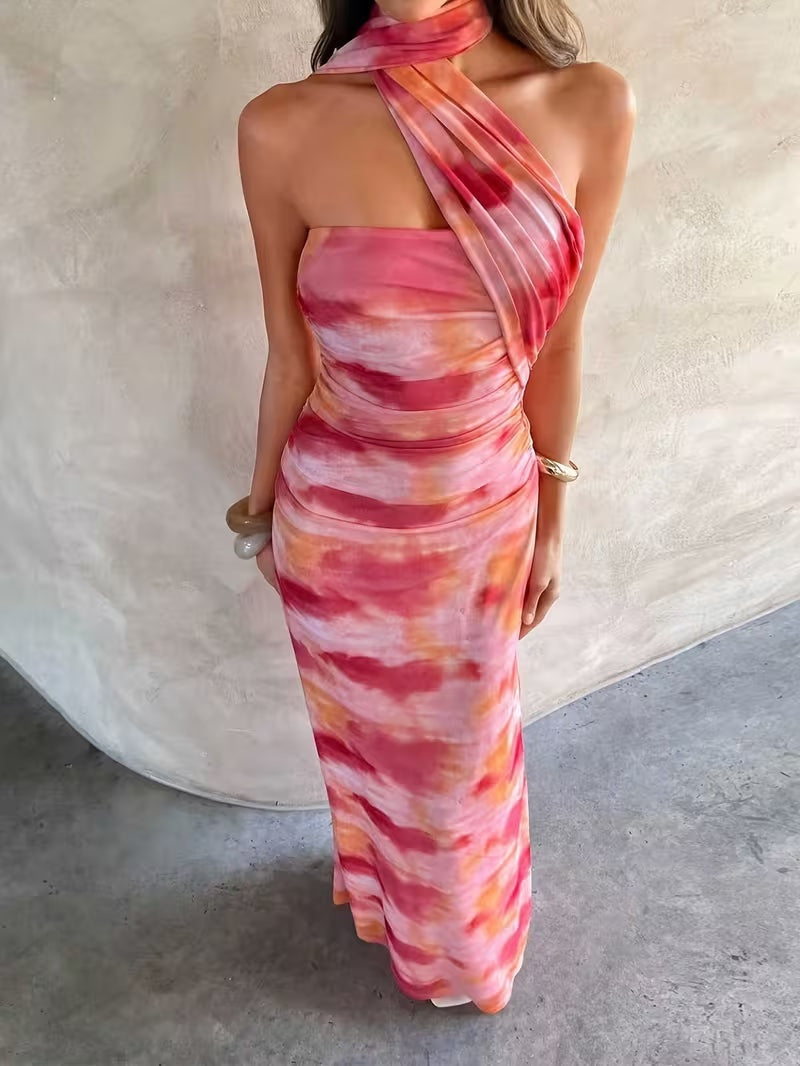 Vestido Largo de Gala Halter Mujer Cut Out