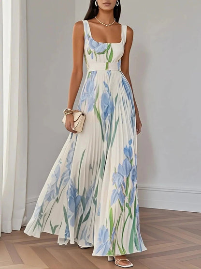 Vestido Largo de Invitada Mujer Plisado Tirantes