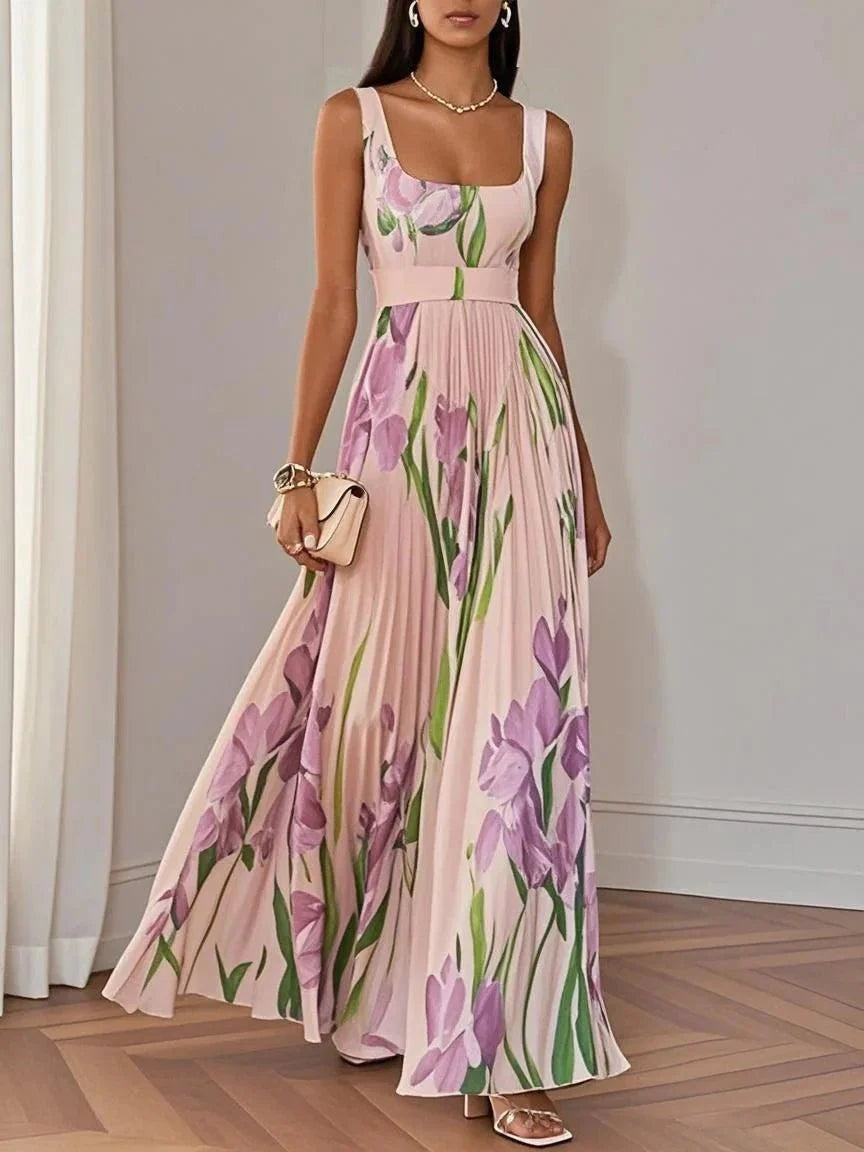 Vestido Largo de Invitada Mujer Plisado Tirantes