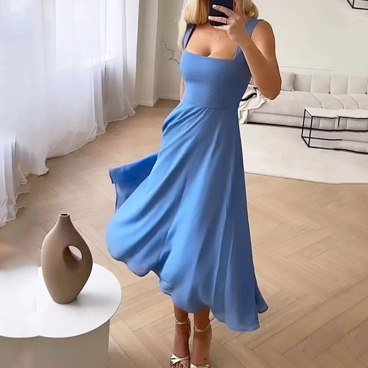 Vestido Midi Mujer de Fiesta Escote Cuadrado