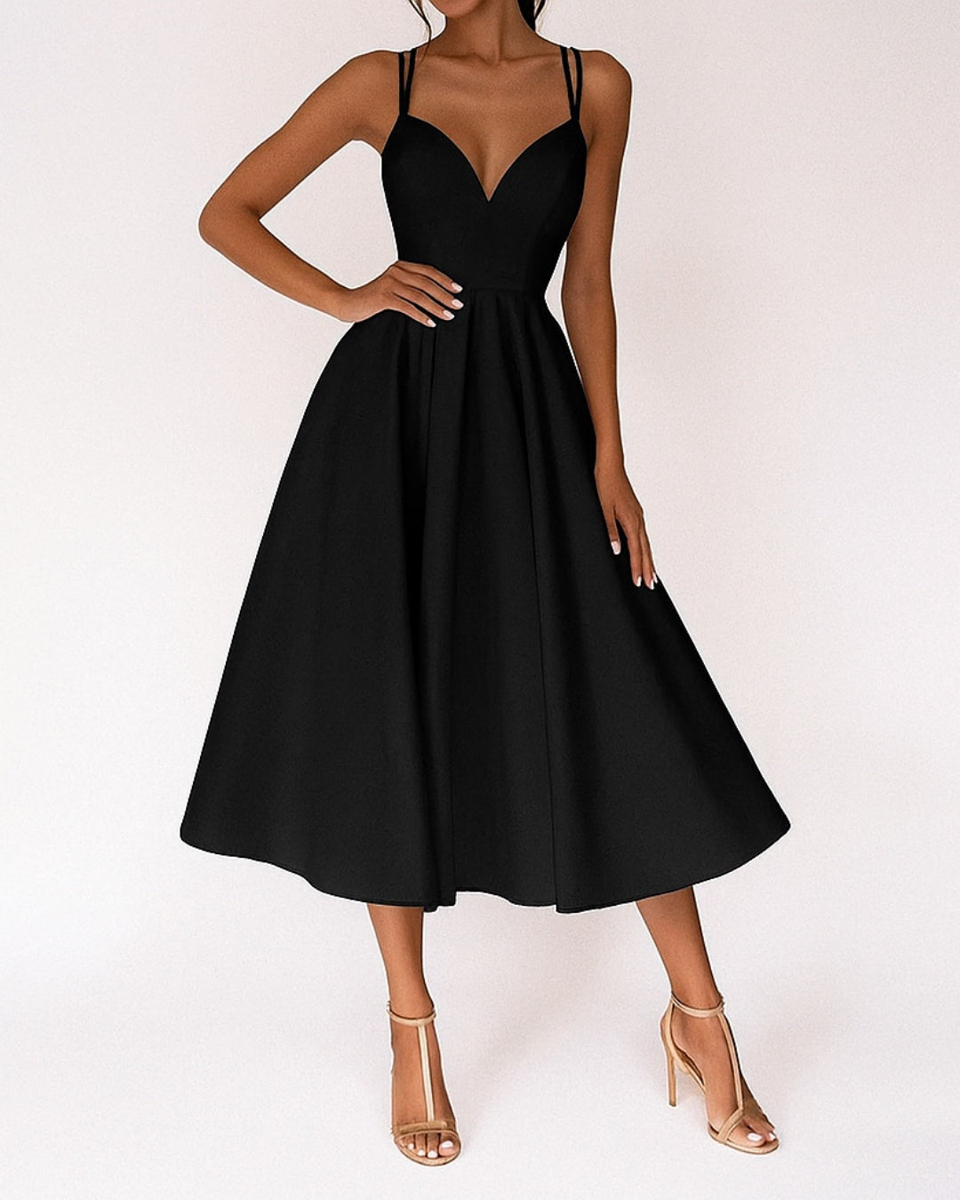 Vestido Midi Mujer Tirantes Escote en V Fiesta