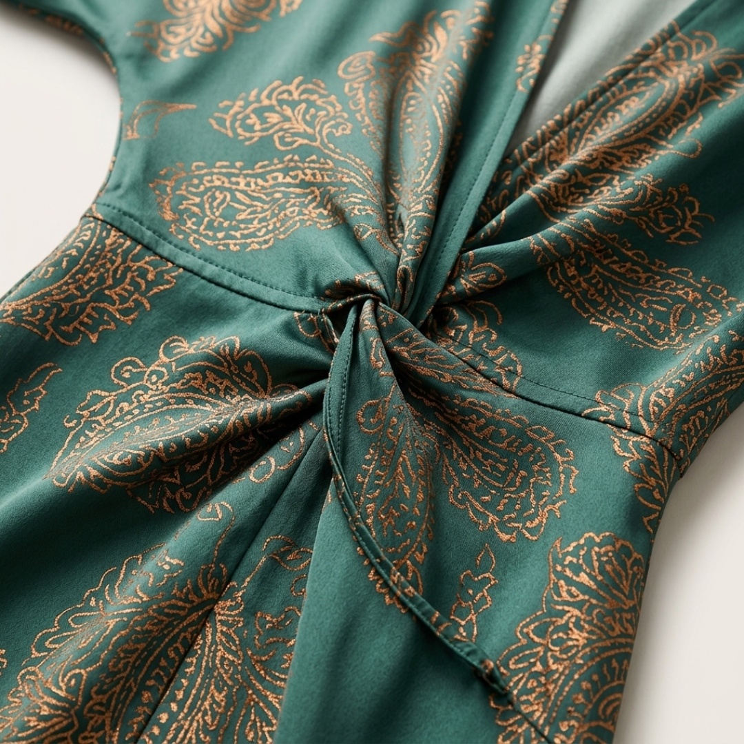 Vestido Largo Mujer de Gasa con Drapeado Ajuste Elegante