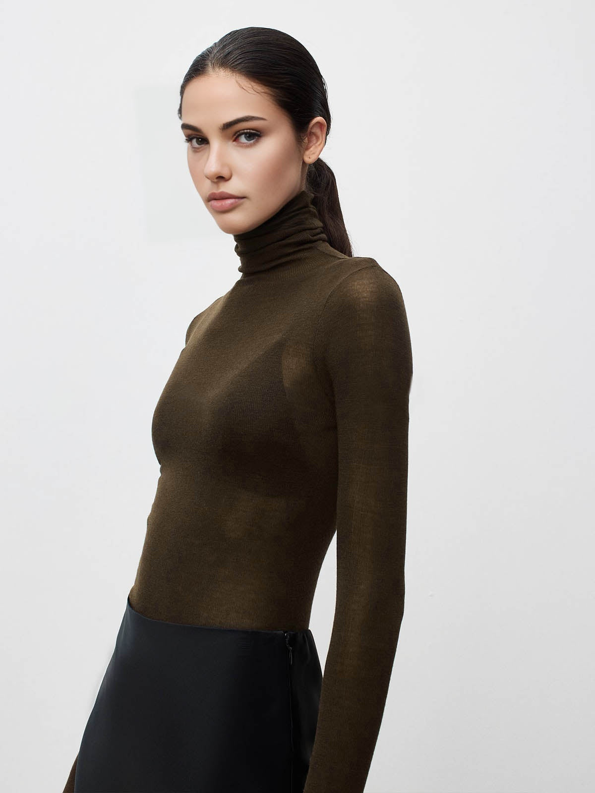 Jersey Mujer de Punto Cuello Alto Manga Larga