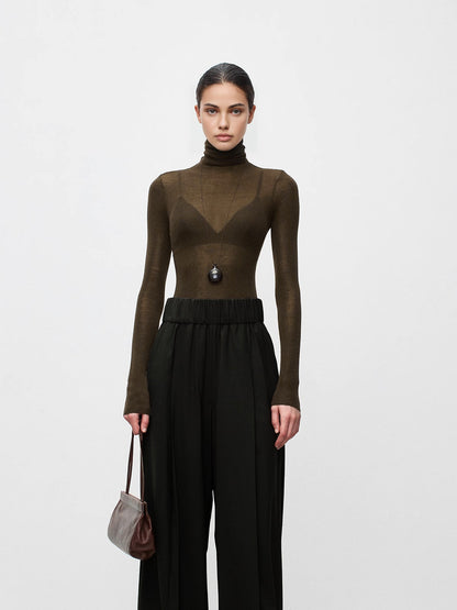 Jersey Mujer de Punto Cuello Alto Manga Larga