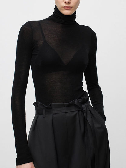 Jersey Mujer de Punto Cuello Alto Manga Larga