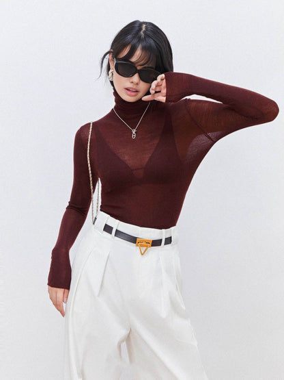 Jersey Mujer de Punto Cuello Alto Manga Larga