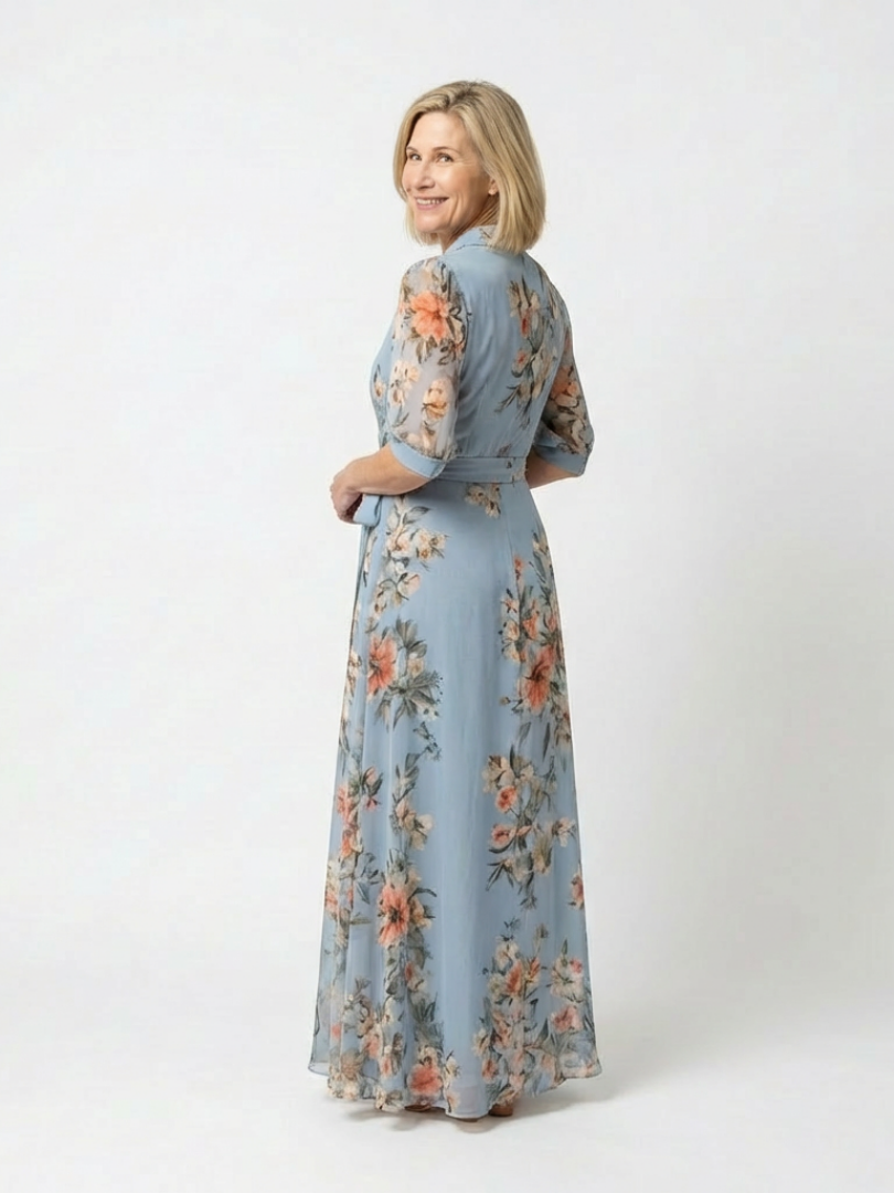 Vestido maxi Mujer Cruzado Cuello en V Tela Fresca