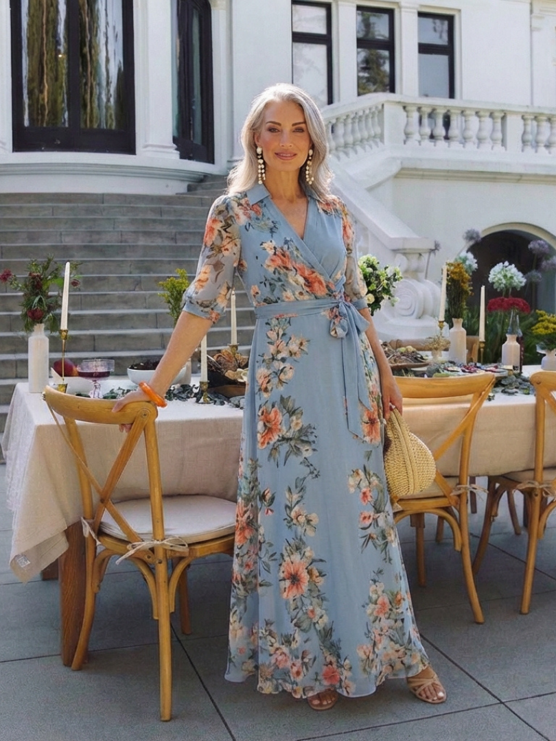 Vestido maxi Mujer Cruzado Cuello en V Tela Fresca - Mavetta