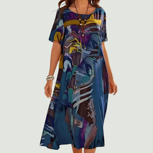Vestido midi mujer Holgado Manga corta - Mavetta
