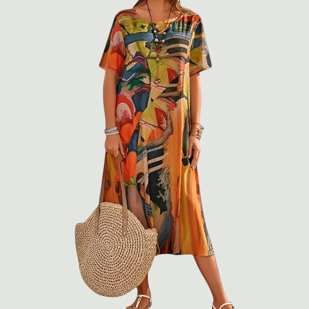 Vestido midi mujer Holgado Manga corta