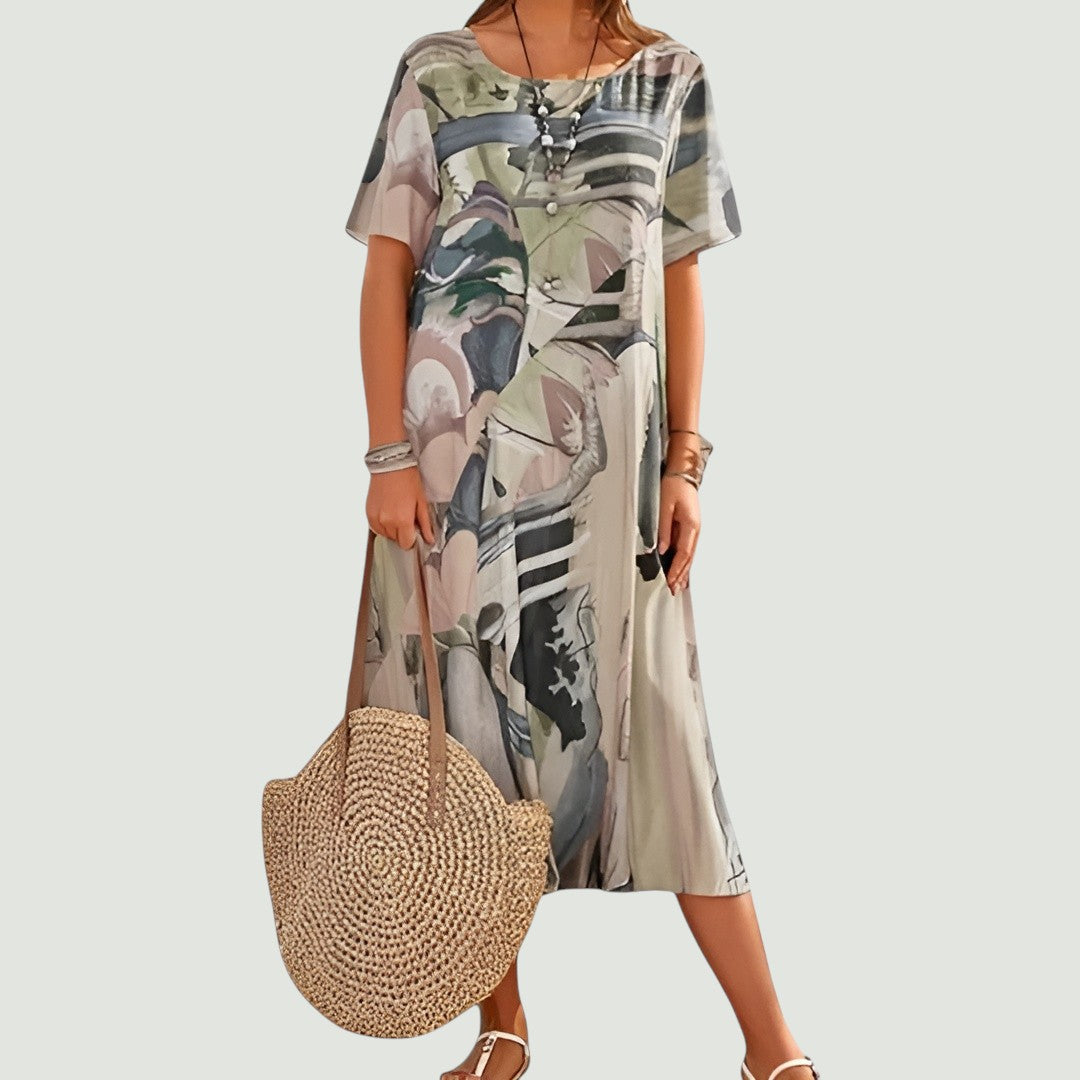Vestido midi mujer Holgado Manga corta