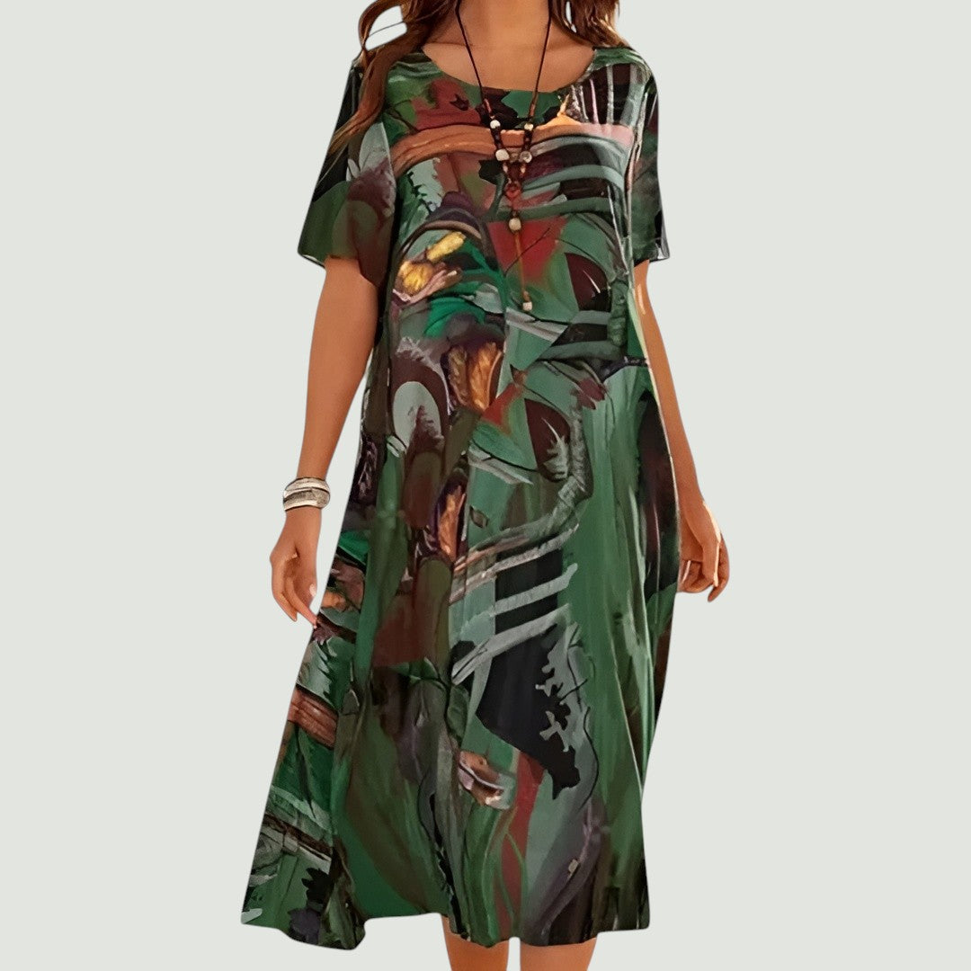 Vestido midi mujer Holgado Manga corta