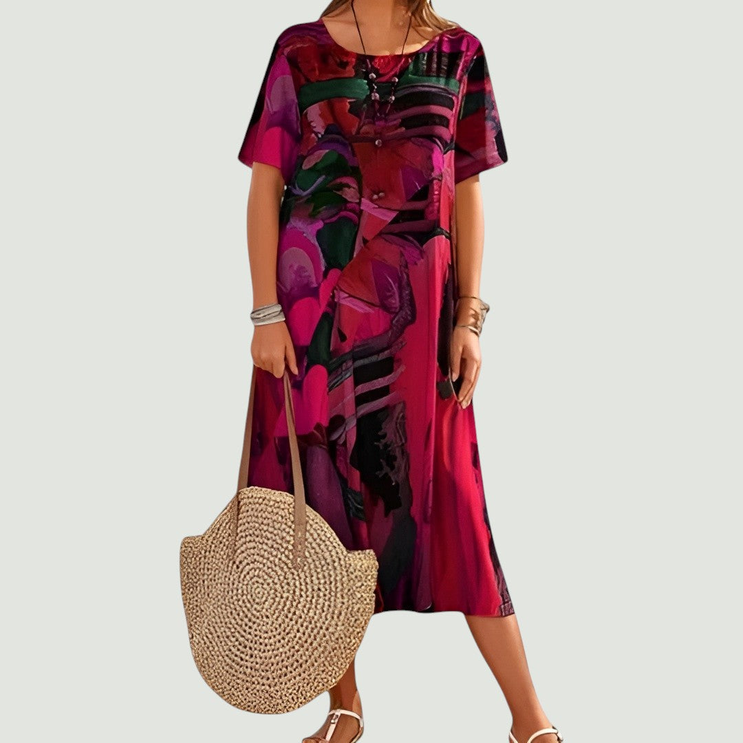 Vestido midi mujer Holgado Manga corta